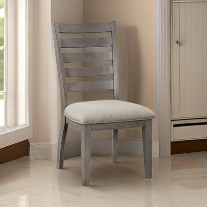 Trea 23 Inch Side Dining Chairs Set of 2, Ladder Back, Gray