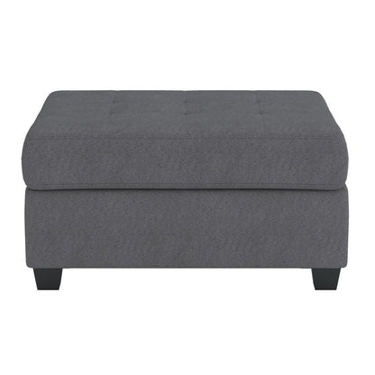 Aston 33 Inch Ottoman, Dark Gray Microfiber, Interior Storage, Solid Wood