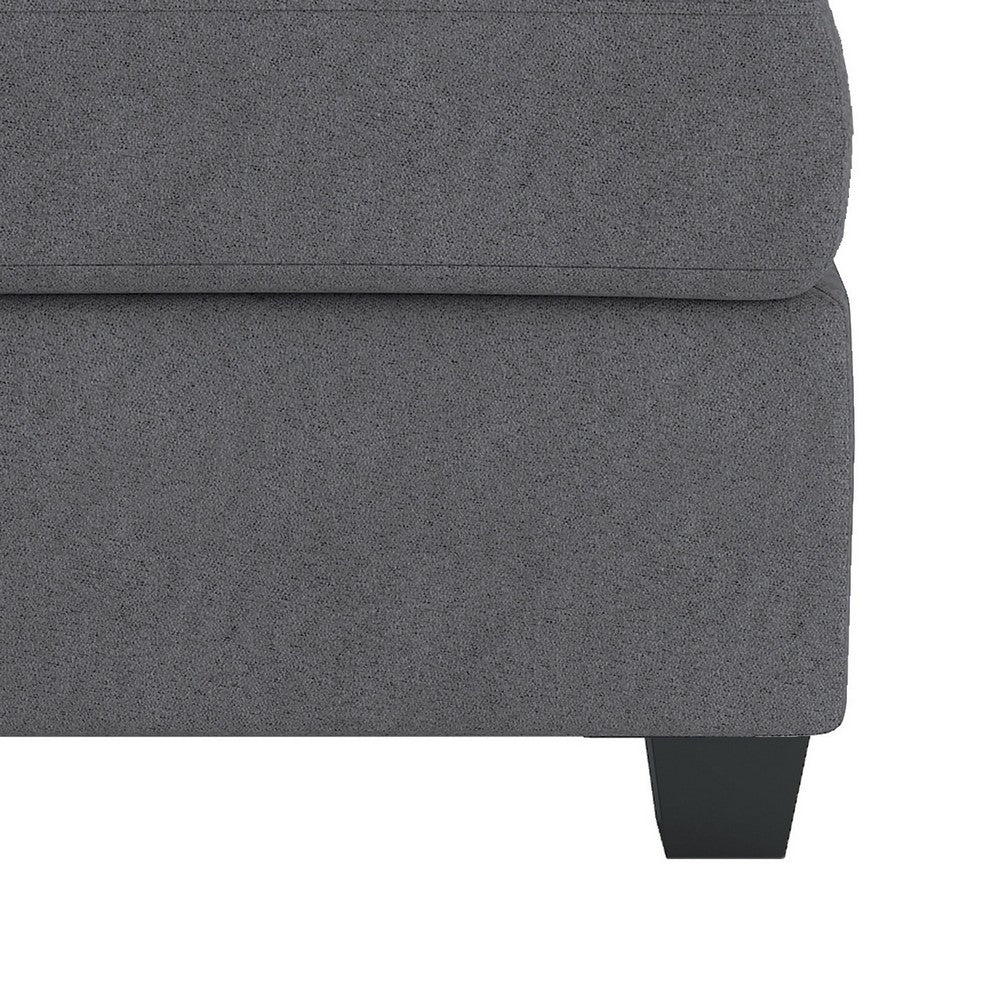 Aston 33 Inch Ottoman, Dark Gray Microfiber, Interior Storage, Solid Wood