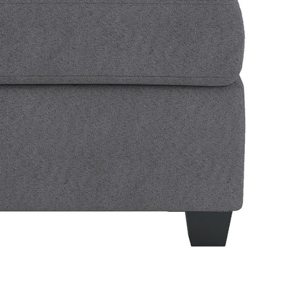 Aston 33 Inch Ottoman, Dark Gray Microfiber, Interior Storage, Solid Wood
