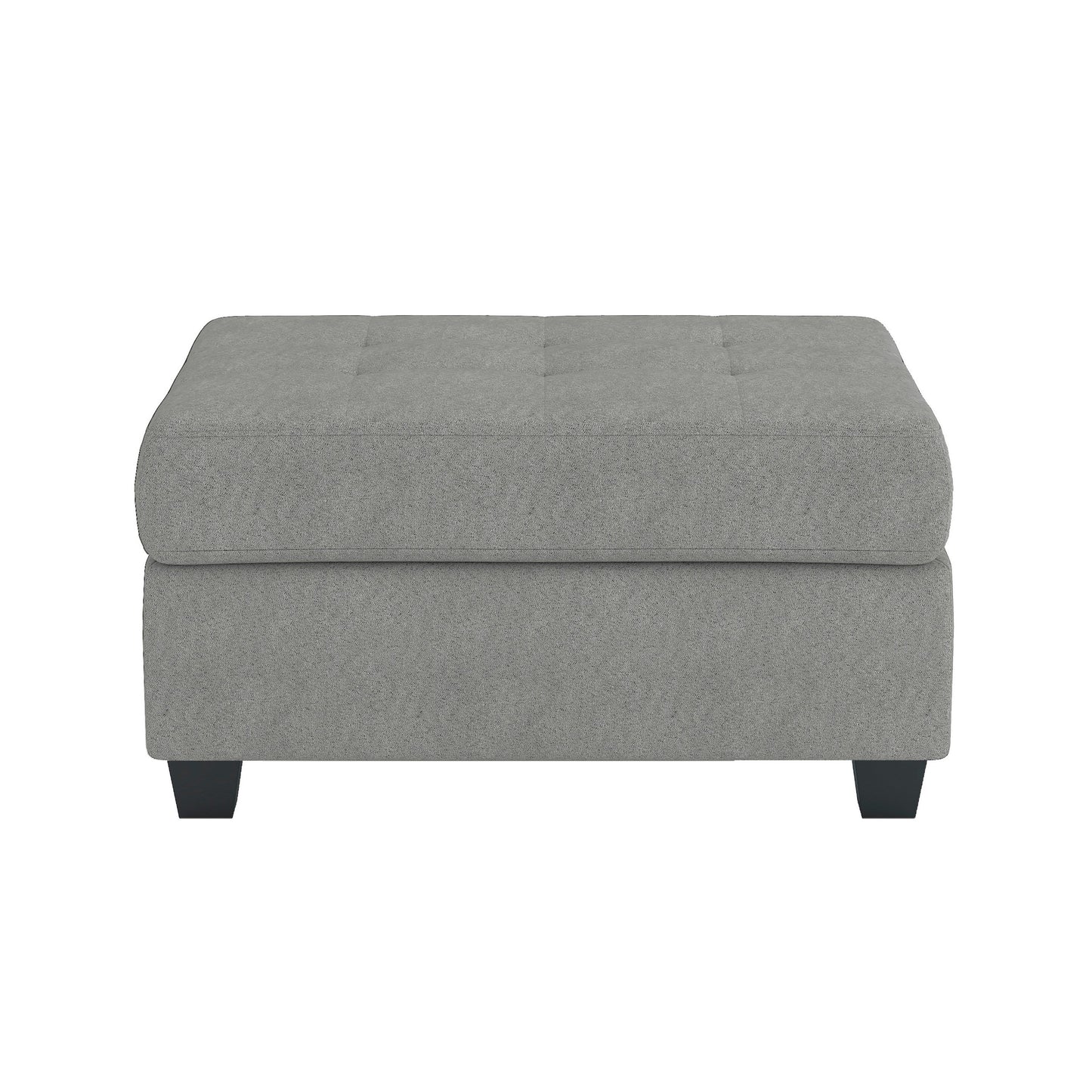 Aston 33 Inch Ottoman, Light Gray Microfiber, Interior Storage, Solid Wood