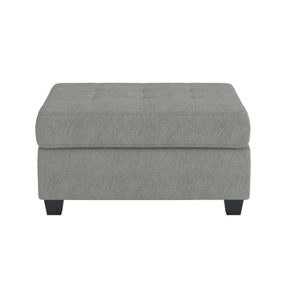 Aston 33 Inch Ottoman, Light Gray Microfiber, Interior Storage, Solid Wood