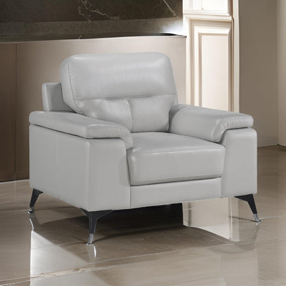 Mica 36 Inch Accent Chair, Dark Gray Top Grain and Faux Leather