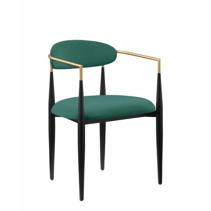 Kenny 21 Inch Dining Chair, Green Fabric, Foam Padded, Gold and Black Metal