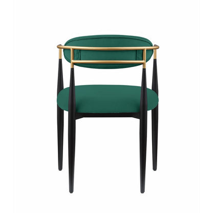 Kenny 21 Inch Dining Chair, Green Fabric, Foam Padded, Gold and Black Metal
