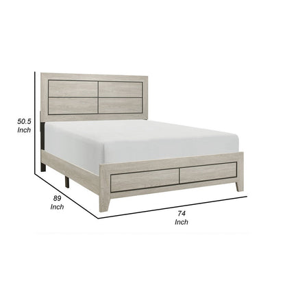 Quin California King Bed, Faux Wood Grains, Defined Accent Lines, Brown
