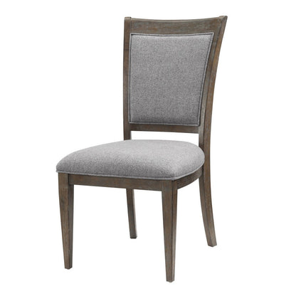 Koa 26 Inch Set of 2 Side Dining Chairs, Gray Polyester, Driftwood Brown