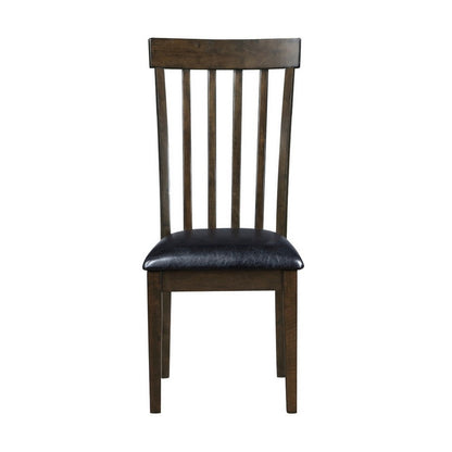Kyn 18 Inch Side Dining Chair, Slatted Back, Padded Seat, Farmhouse Brown