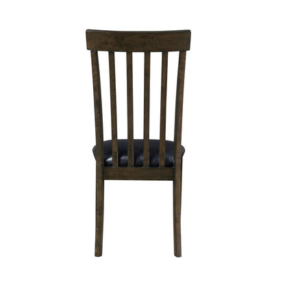 Kyn 18 Inch Side Dining Chair, Slatted Back, Padded Seat, Farmhouse Brown