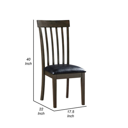 Kyn 18 Inch Side Dining Chair, Slatted Back, Padded Seat, Farmhouse Brown