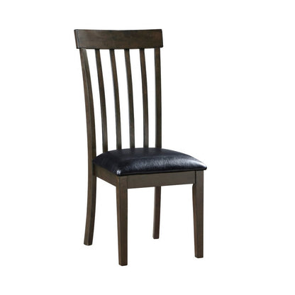 Kyn 18 Inch Side Dining Chair, Slatted Back, Padded Seat, Farmhouse Brown