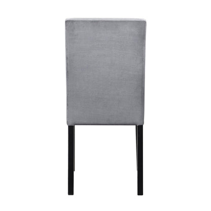Andy 18 Inch Side Dining Chair, Channel Tufted Gray Velvet, Black Wood