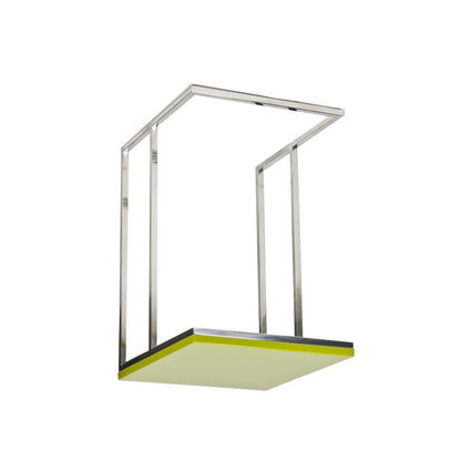 Zen 23 Inch Side Table, Rectangular Tray Top, C Shape Chrome Frame, Green