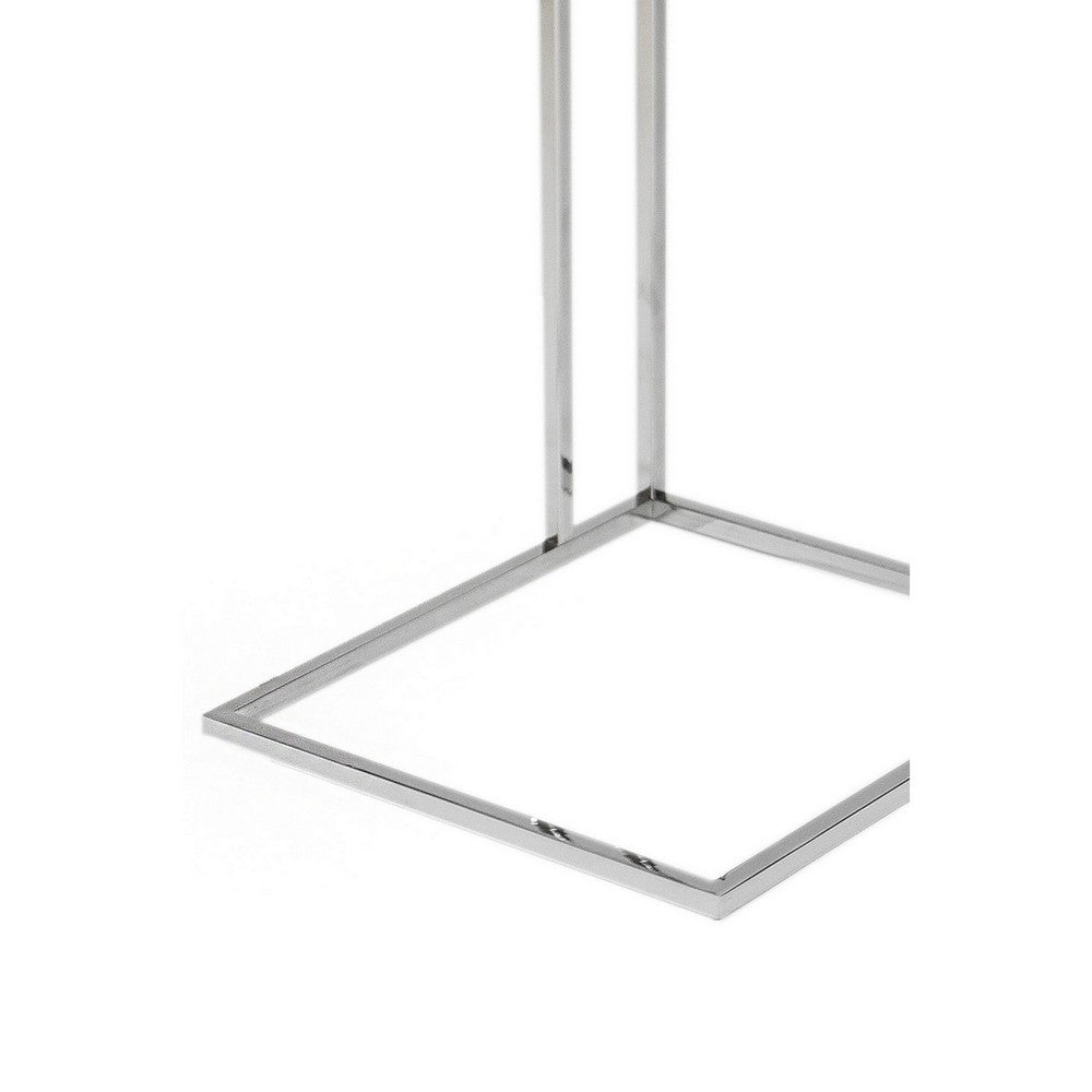 Zen 23 Inch Side Table, Rectangular Tray Top, C Chrome Frame, Zebrano Brown