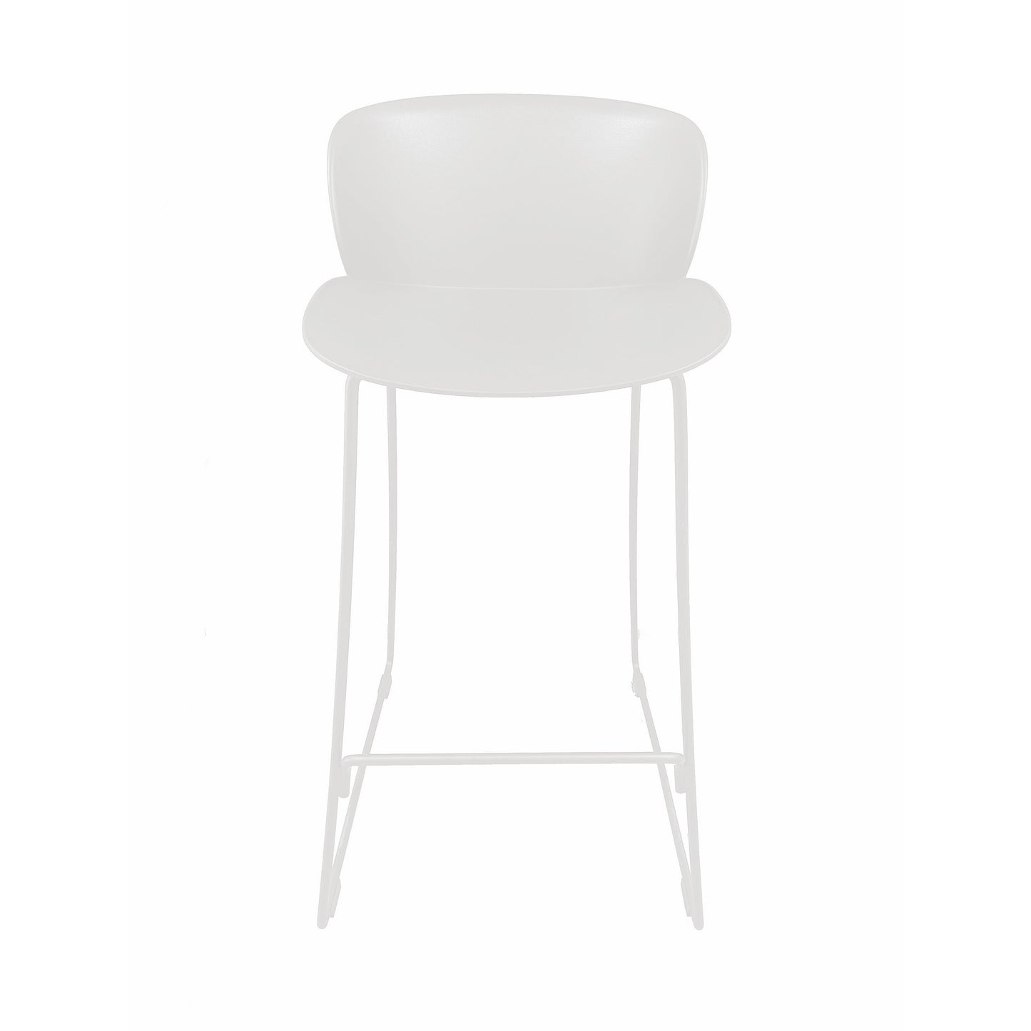 Sia 30 Inch Barstool Chair Set of 2, Curved Back, Square White Metal Legs