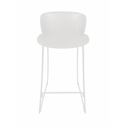 Sia 30 Inch Barstool Chair Set of 2, Curved Back, Square White Metal Legs