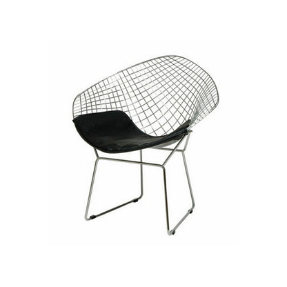 Lexy 33 Inch Accent Chair Set of 2, Black Faux Leather, Chrome Mesh Wire