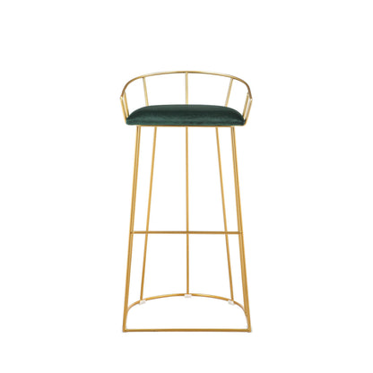 Cato 31 Inch Barstool Chair, Foam, Green Velvet, Gold Steel Open Frame