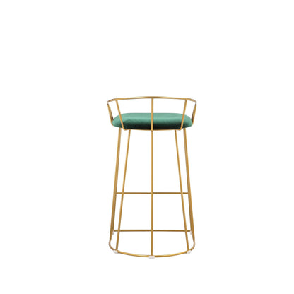 Cato 27 Inch Counter Stool Chair, Green Velvet, Gold Steel Open Metal Frame