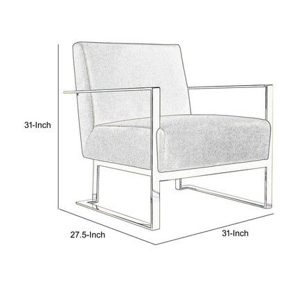 Boly 28 Inch Lounge Chair, Gray Velvet Upholstery, Gold Steel Frame