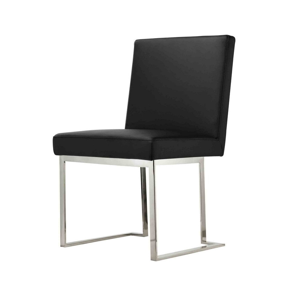 Boly 19 Inch Side Dining Chair Set of 2, Chrome Cantilever Steel Base Black