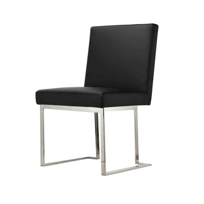 Boly 19 Inch Side Dining Chair Set of 2, Chrome Cantilever Steel Base Black