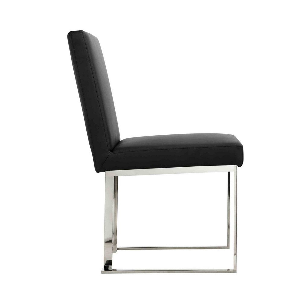 Boly 19 Inch Side Dining Chair Set of 2, Chrome Cantilever Steel Base Black