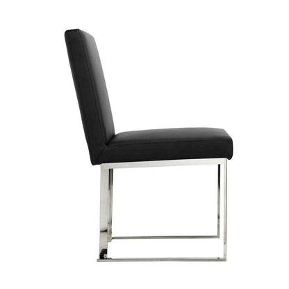 Boly 19 Inch Side Dining Chair Set of 2, Chrome Cantilever Steel Base Black