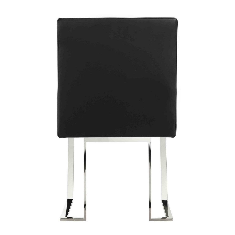 Boly 19 Inch Side Dining Chair Set of 2, Chrome Cantilever Steel Base Black