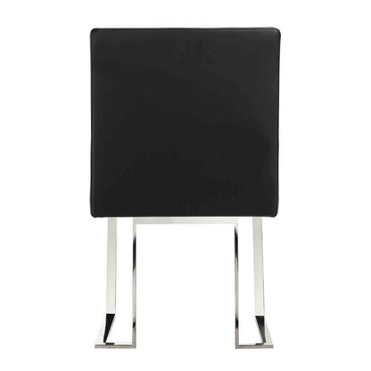 Boly 19 Inch Side Dining Chair Set of 2, Chrome Cantilever Steel Base Black