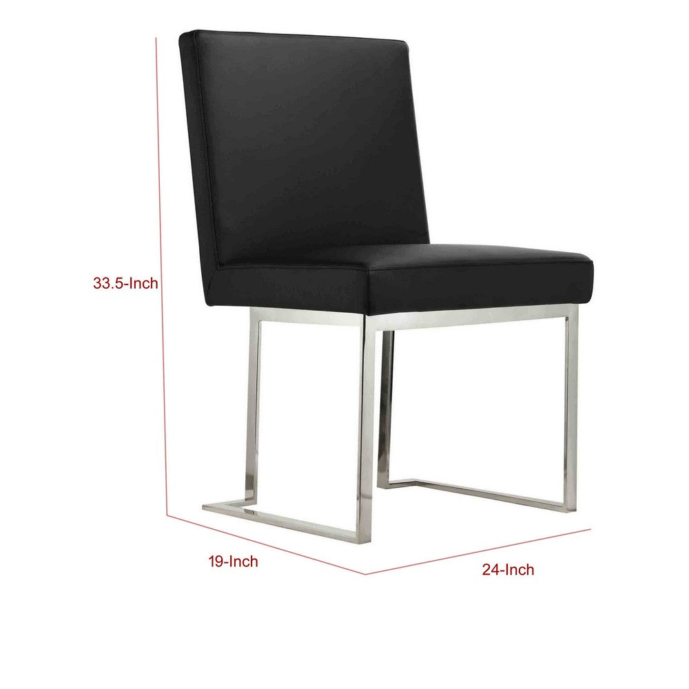 Boly 19 Inch Side Dining Chair Set of 2, Chrome Cantilever Steel Base Black