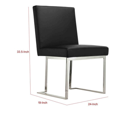 Boly 19 Inch Side Dining Chair Set of 2, Chrome Cantilever Steel Base Black