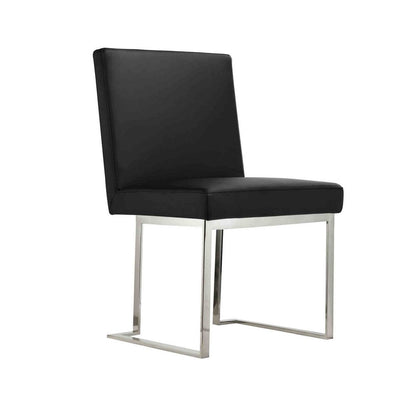 Boly 19 Inch Side Dining Chair Set of 2, Chrome Cantilever Steel Base Black
