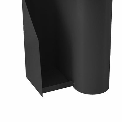 Rati 19 Inch Side End Table with Magazine Rack, Round Top, Black Finish
