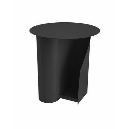 Rati 19 Inch Side End Table with Magazine Rack, Round Top, Finish – Black