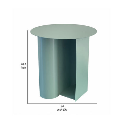 Rati 19 Inch Side End Table with Magazine Rack, Round Top, Green Finish