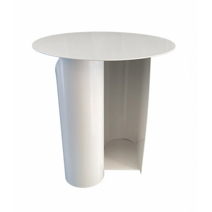 Rati 19 Inch Side End Table with Magazine Rack, Round Top, White Finish