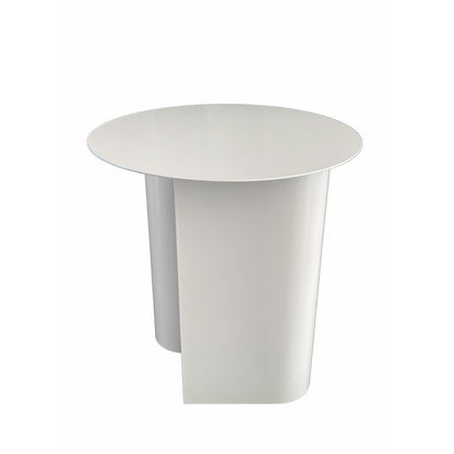 Rati 19 Inch Side End Table with Magazine Rack, Round Top, White Finish