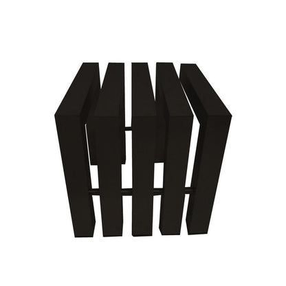 Namo 17 Inch Accent Stool, Modern Slatted Design, Rectangular, Black Steel