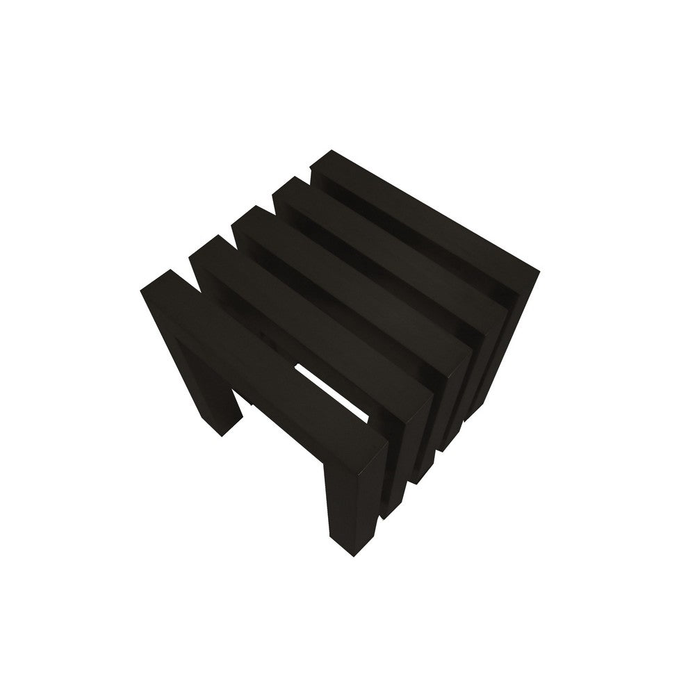 Namo 17 Inch Accent Stool, Modern Slatted Design, Rectangular, Black Steel