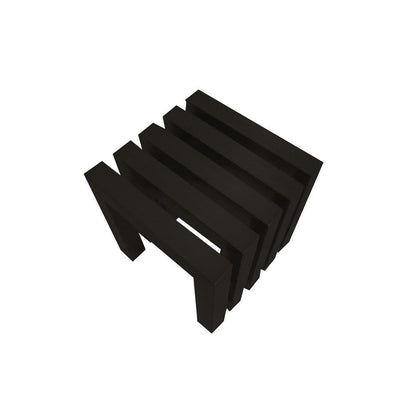 Namo 17 Inch Accent Stool, Modern Slatted Design, Rectangular, Black Steel