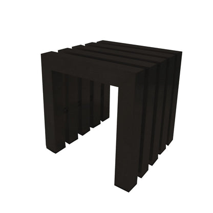 Namo 17 Inch Accent Stool, Modern Slatted Design, Rectangular, Black Steel
