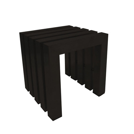 Namo 17 Inch Accent Stool, Modern Slatted Design, Rectangular, Black Steel
