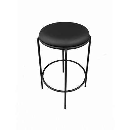 Neni 30 Inch Barstool Set of 2, Round Cushioned Seat, Black Faux Leather