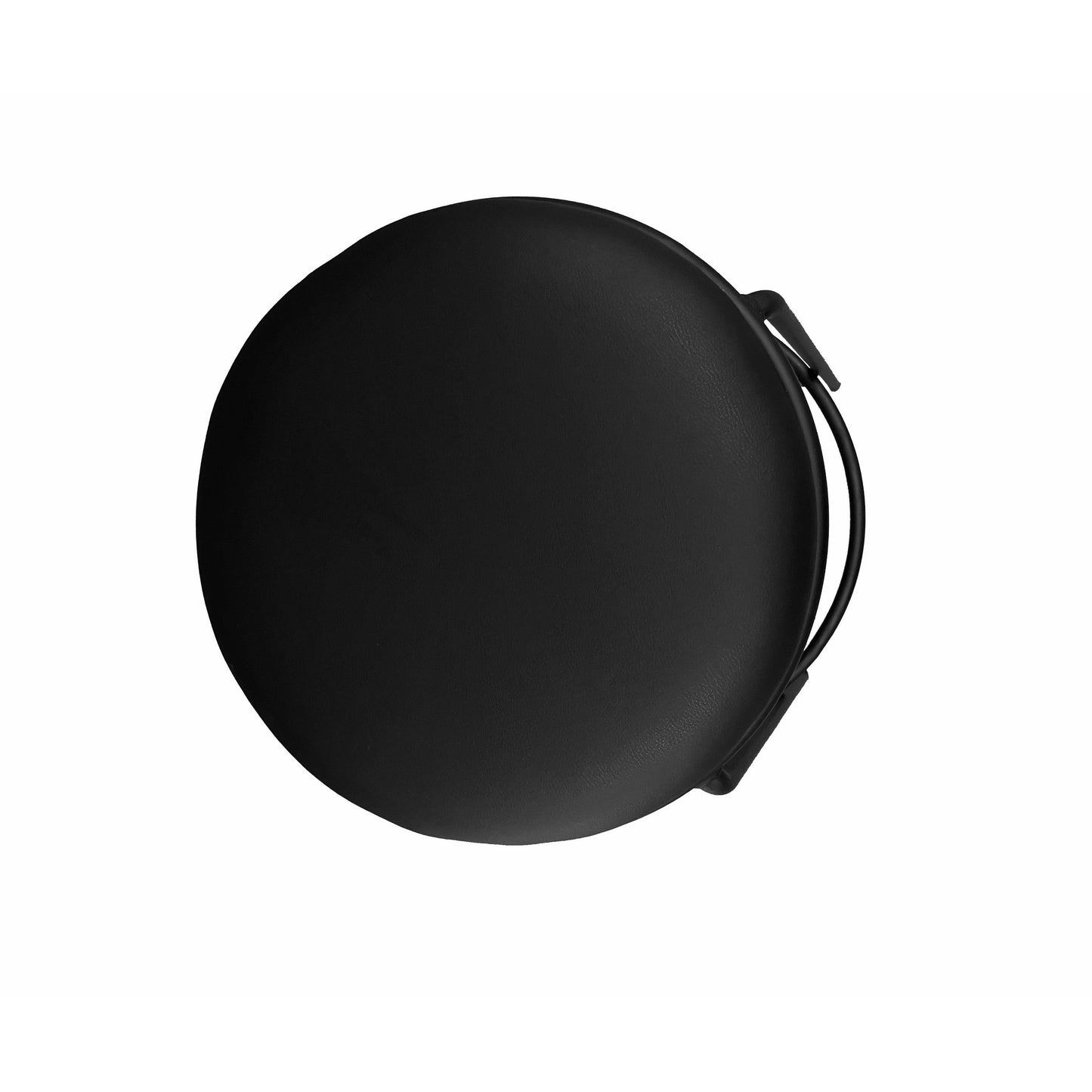 Neni 30 Inch Barstool Set of 2, Round Cushioned Seat, Black Faux Leather