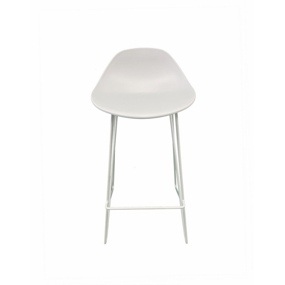 Bert 30 Inch Barstool Chair Set of 2, Low Back, Geometric White Metal