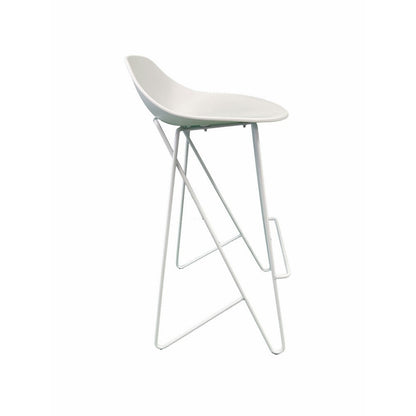 Bert 30 Inch Barstool Chair Set of 2, Low Back, Geometric White Metal