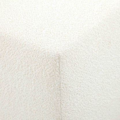 Kay 18 Inch Modern Ottoman, Plush Cubic Tufted, White Boucle Upholstery
