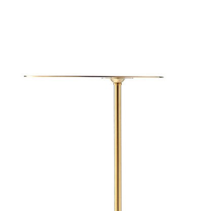 Frank 12 Inch Drink Side End Table, Gold Top, White Marble Solid Cone Base