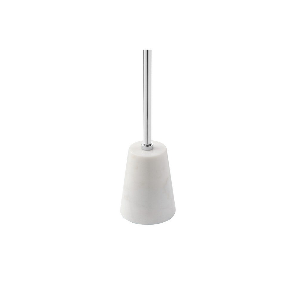 Frank 12 Inch Drink Side End Table, Chrome Top, White Marble Solid Base